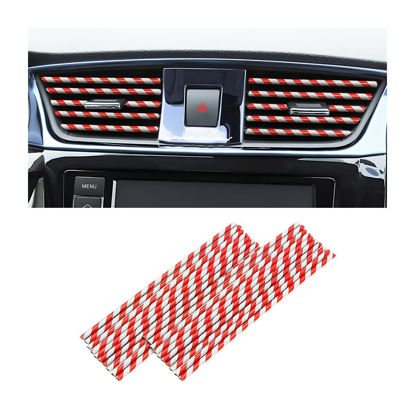 Picture of 8sanlione 20PCS Car Air Conditioner Decoration Strip, DIY Air Vent Outlet Trim Strip Bendable Car Interior Accessories, Car Molding Strip for Most Air Vent Outlet (Red/Stripe)