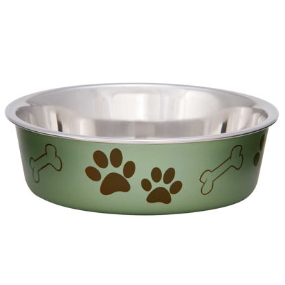Picture of Loving Pets - Bella Bowls - Dog Food Water Bowl No Tip Stainless Steel Pet Bowl No Skid Spill Proof (Large, Artichoke Green)