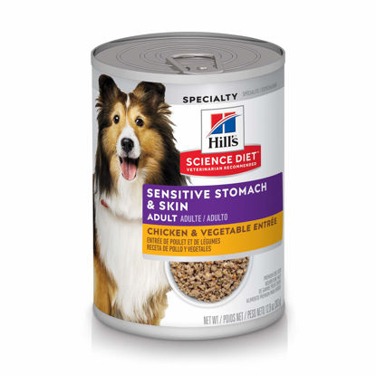 Picture of Hill's Science Diet Wet Dog Food, Adult, Sensitive Stomach & Skin, Chicken & Vegetable Entrée, 12.8 oz. Cans, 12-Pack