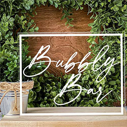 Picture of Yippee Daisy Acrylic Sign - Modern Acrylic Sign for Tabletop, Wedding Decor, Acrylic Table decorations With Stand For Events & Parties - Clear Acrylic Sign With White Text, 8" x 10", Bubbly Bar
