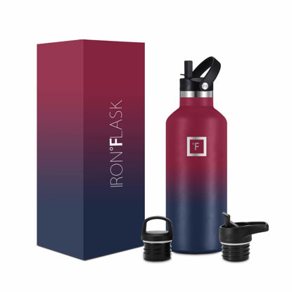 Picture of IRON °FLASK Sports Water Bottle - 32 oz, 3 Lids (Straw Lid) - Leak Proof, Durable Double Walled Stainless Steel - Gym Bottles for Men, Women & Kids - Insulated Thermos, Hot & Cold Hiking Canteen