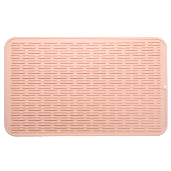 Picture of MicoYang Silicone Dish Drying Mat for Multiple Usage,Easy clean,Eco-friendly,Heat-resistant Silicone Mat for Kitchen Counter or Sink,Refrigerator or Drawer Liner Pink XXXL 28 inches x 18 inches
