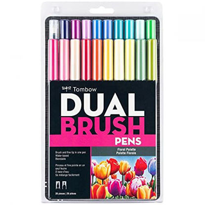 Picture of Tombow 56192 Dual Brush Pen Art Markers, Floral Palette, 20-Pack. Blendable, Brush and Fine Tip Markers