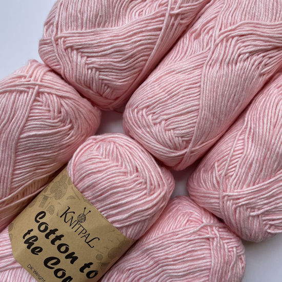 Picture of Cotton to The Core Knit & Crochet Yarn, Soft for Babies, (Free Patterns), 6 skeins, 852 yards/300 Grams, Light Worsted Gauge 3, Machine Wash (Blush Pink)