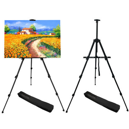 Picture of RRFTOK Artist Easel Stand, Metal Material Tripod Adjustable Easel for Painting Canvases Height from 17 to 66 Inch,Carry Bag for Table-Top/Floor Drawing and Didplaying