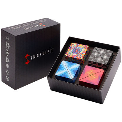 Picture of SHASHIBO Gift Box of 4- The Shape Shifting Box (36 Rare Earth Magnets) STEM/STEAM Fidget Geometric 3D Magnetic Transforming Magnetic Box Magic Cube