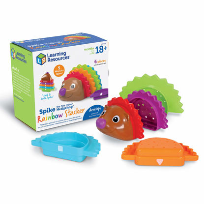 Picture of Learning Resources Spike the Fine Motor Hedgehog Rainbow Stackers - 6 Pieces, Ages 18+ months Stacking & Counting Toy for Toddlers, Montessori Toys