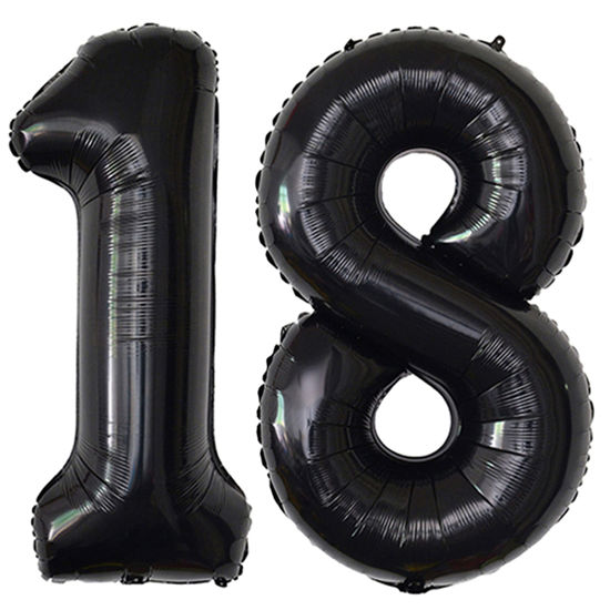 Picture of 18 Number Balloons Black Big Giant Jumbo Large Foil Mylar Helium Balloon 18th 81st Birthday Party Decorations