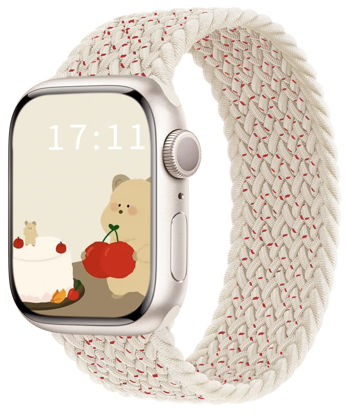 Picture of Proworthy Lace Braided Solo Loop Compatible With Apple Watch Band 42mm 44mm 45mm 49mm for Men and Women, Lace Stretch Nylon Elastic Strap for iWatch Series SE 7 6 5 4 3 2 1 (Multi Starlight,XS)