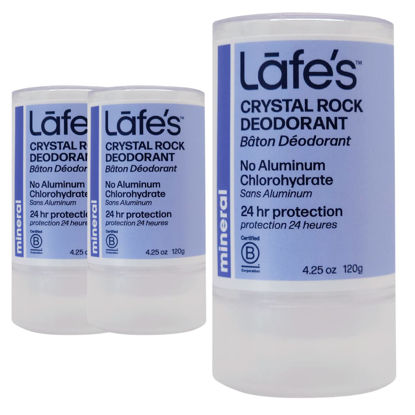 Picture of Lafe's Natural Deodorant | Unscented Crystal Mineral Rock Natural Deodorant for Women & Men | Vegan, Cruelty Free, Gluten Free, Aluminum Free, Paraben Free & Baking Soda Free with 24-Hour Protection (4.25 Ounce (Pack of 3))