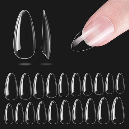 Picture of Beetles Gel Nail Tips Refill Pack Almond Medium Shape, 200pcs Size #8 Separated Size Gelly Tips- Never Run Out of Your Perfect Size, for Salon Use and DIY Nail Extension