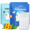 Picture of LitBear Acne Pimple Patches- Day and Night 4 Sizes 360 Dots Thin & Thick Hydrocolloid Patches with Witch Hazel, Tea Tree & Calendula Oil, Extra Adhesion Pimple Patches for Face Zit Patch Acne Dots (AM + PM- 360count)