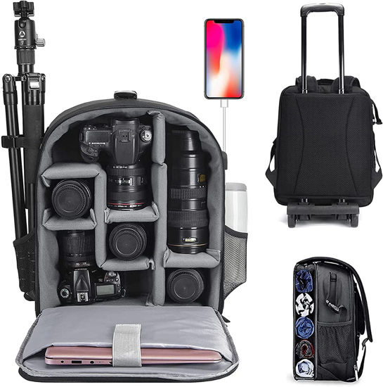 GetUSCart CADeN Camera Backpack Bag Professional for DSLR SLR Mirrorless Camera Waterproof Camera Case Compatible for Sony Canon Nikon Camera and Lens Tripod Accessories Large 5.0 Black