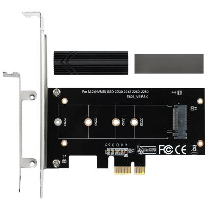 Picture of ACTIMED NVMe PCIe Adapter M.2 SSD to PCI-e/Powerful Heat Sink Dissipation/PCIE X1 Interface Compatible with PCI-e Slots X1, X4, X8, X16 / for M-Key M.2 SSD / 2230 2242 2260 2280 / Toolkit Included