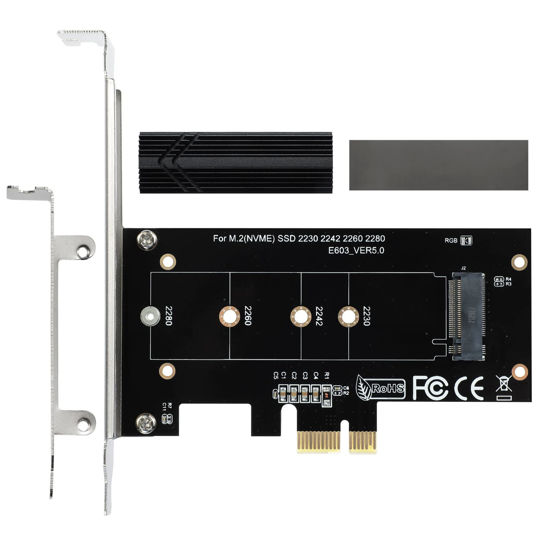 Picture of ACTIMED NVMe PCIe Adapter M.2 SSD to PCI-e/Powerful Heat Sink Dissipation/PCIE X1 Interface Compatible with PCI-e Slots X1, X4, X8, X16 / for M-Key M.2 SSD / 2230 2242 2260 2280 / Toolkit Included