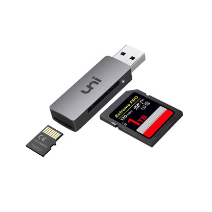 Picture of SD Card Reader, uni USB 3.0 SD Card Adapter High-Speed Micro SD Memory Card Reader Support SD/Micro SD/TF/SDHC/SDXC/MMC/Micro SDXC/UHS-I Card Compatible with Mac, Win, Linux, PC, Laptop, Camera