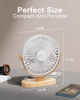 Picture of SWEETFULL Small USB Desk Fan 6.5 Inch, 3 Speeds Portable Personal Desktop Table Fan, Dual 360° Adjustment Mini Fan, Quiet Operation, for Home Office Car Outdoor Travel (White wood grain)
