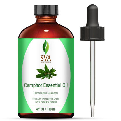 Picture of SVA Organics Camphor Essential Oil (118 ml)- 100% Pure and Natural Therapeutic Grade Essential Oil | Perfect for Aromatherapy, Relaxation,Skin (4 Ounce)