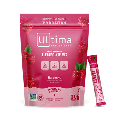 Picture of Ultima Replenisher Hydration Electrolyte Packets- 20 Count- Keto & Sugar Free- On the Go Convenience- Feel Replenished, Revitalized- Non-GMO & Vegan Electrolyte Drink Mix- Raspberry