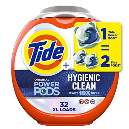Picture of Tide Hygienic Clean Heavy 10x Duty Power PODS Laundry Detergent Pacs Original 32 count For Visible and Invisible Dirt