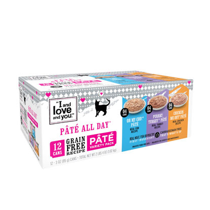 Picture of "I and love and you" Naked Essentials Canned Wet Cat Food - Variety Pack: Chicken Recipe, Turkey Recipe, Cod Recipe, 3-Ounce Cans, (Pack of 12)