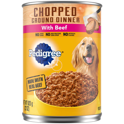 Picture of PEDIGREE CHOPPED GROUND DINNER Adult Canned Soft Wet Dog Food with Beef, 22 oz. Cans (Pack of 12)