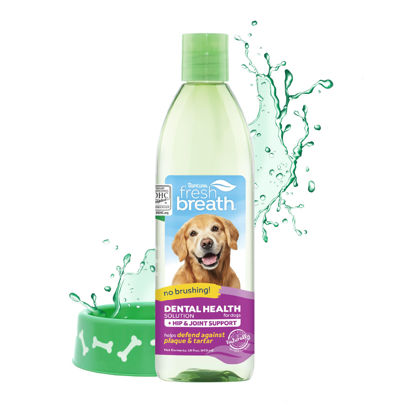 Picture of TropiClean Fresh Breath Plus Glucosamine for Hips & Joints | Dog Oral Care Water Additive | Dog Breath Freshener Additive for Dental Health | VOHC Certified | Made in the USA | 16 oz.