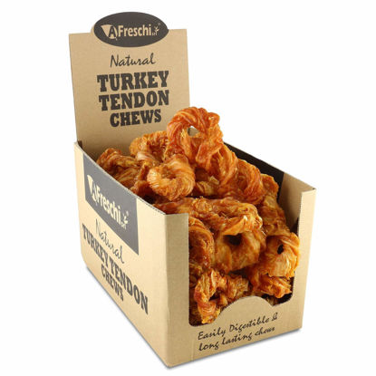 Picture of Afreschi Turkey Tendon Dog Treats for Signature Series, All Natural Human Grade Puppy Chew, Ingredient Sourced from USA, Hypoallergenic, Easy to Digest, Rawhide alternative, 20 Units/Box Rope (Medium)