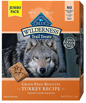 Picture of Blue Buffalo Wilderness Trail Treats High Protein Grain Free Crunchy Dog Treats Biscuits, Turkey Recipe, 36-oz box