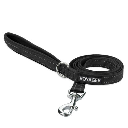 Picture of Best Pet Supplies Voyager Reflective Dog Leash with Neoprene Handle, Supports Small, Medium, and Large Breed Puppies, Cute and Heavy Duty for Walking, Running - Black, M, 3/4" x 5ft (LS015T-BK-M)