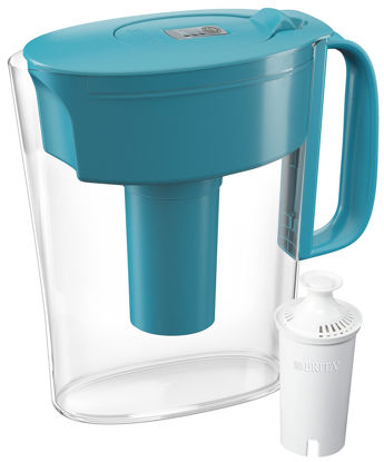 Picture of Brita 6 Cup Water Filter Pitcher with 1 Standard Filter, Metro, Turquoise (Package May Vary)