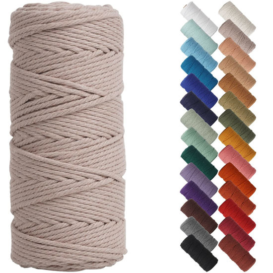 Picture of NOANTA Pink Gray Macrame Cord 3mm x 109yards, Colored Macrame Rope, Cotton Rope Macrame Yarn, Colorful Cotton Craft Cord for Wall Hanging, Plant Hangers, Crafts, Knitting