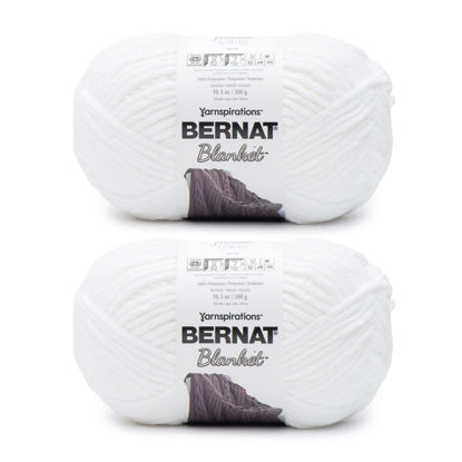 Picture of Bernat Blanket White Yarn - 2 Pack of 10.5oz/300g - Polyester - 6 Super Bulky - 220 Yards - Knitting/Crochet