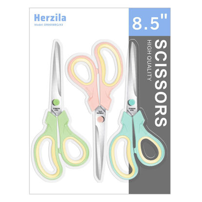 Picture of Scissors, All Purpose Thickened Scissor 8.5", Upgrade Stainless Steel Sharper Comfort Grip Scissors for Office School Supplies, Right/Left Handed, 3-Pack…