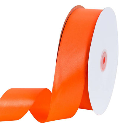 Picture of TONIFUL 1-1/2 Inch (40mm) x 100 Yard Orange Wide Satin Ribbon Solid Fabric Ribbon for Gift Wrapping Chair Sash Valentine's Day Wedding Birthday Party Decoration Hair Floral Craft Sewing