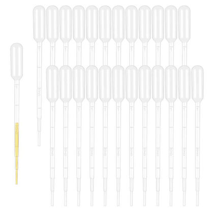 Picture of moveland 120PCS 1ML Premium Disposable Plastic Transfer Pipettes, Clear Graduated Eye Dropper for Essential Oils, Home Use, Science Class, Lab Experiments, DIY Art