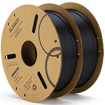 Picture of ELEGOO PLA Filament 1.75mm Black 2KG, 3D Printer Filament Dimensional Accuracy +/- 0.02mm, 2 Pack 1kg Cardboard Spool(2.2lbs) 3D Printing Filament Fits for Most FDM 3D Printers