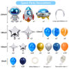 Picture of RUBFAC Space Party Decorations Balloon Garland Kit, Universe Space Planets Party Supplies UFO Rocket Astronaut Navy Blue Silver Foil Latex Balloons for Boys Kids