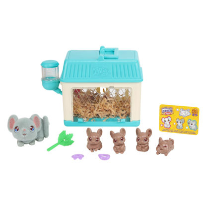 Picture of Little Live Pets - Mama Surprise Minis. Feed and Nurture a Lil' Mouse Inside Their Hutch so she can be a Mama. She has 2, 3, or 4 Babies with Surprise Accessories to Dress Up The Babies