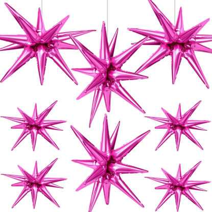 Picture of Cadeya 8 Pcs Star Balloons, Huge Hot Pink Explosion Star Aluminum Foil Balloons for Barbie Party, Birthday, Baby Shower, Wedding, Bachelorette Party, Pink Party Decorations Supplie