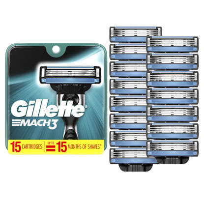 Picture of Gillette Mach3 Mens Razor Blade Refills, 15 Count, Mach 3 Razor Blades Refills, Hair Removal Device, Razor Blades for Men,Use with Shaving Cream, Mens Razors for Shaving, Travel Essentials, My Orders