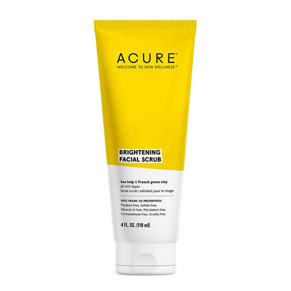 Picture of Acure Brightening Facial Scrub - 4 Fl Oz - All Skin Types, Sea Kelp & French Green Clay - Softens, Detoxifies and Cleanses