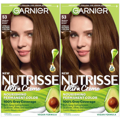 Picture of Garnier Hair Color Nutrisse Nourishing Creme, 53 Medium Golden Brown (Chestnut) Permanent Hair Dye, 2 Count (Packaging May Vary)