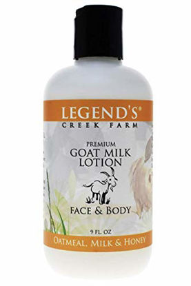 Picture of Legend's Creek Farm Premium Goat Milk Lotion - Deeply Moisturizing for Body, Hand & Face, Shea Butter, Sunflower Oil, Aloe, Handmade in USA, 9 oz (Oatmeal, Milk & Honey)
