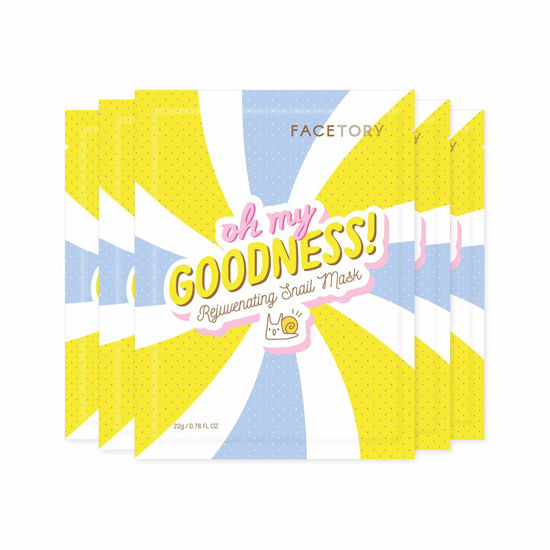 Picture of FACETORY Oh My Goodness Rejuvenating Snail Sheet Mask - Hydrating, Brightening, and Plumping (Pack of 5)