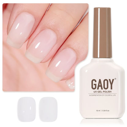 Picture of GAOY Milky White Gel Nail Polish, 16ml Nude Color 1482 Soak Off UV Light Cure Gel Polish for Nail Art DIY Manicure at Home