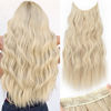 Picture of KooKaStyle Invisible Wire Hair Extensions with Transparent Headband Adjustable Size 4 Secure Clips Long Wavy Secret Wire Hairpiece 20 Inch for Women (20 Inch, Light Brown mix Platinum Blonde)