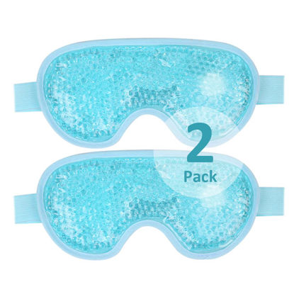 Picture of NEWGO Cold Eye Mask Cooling Eye Mask Eye Ice Pack for Puffiness, Reusable Ice Eye Mask Gel Eye Mask Frozen Eye Cold Compress for Dark Circles, Migraines, Stress Relief, Skin Care (Blue-2Pack))