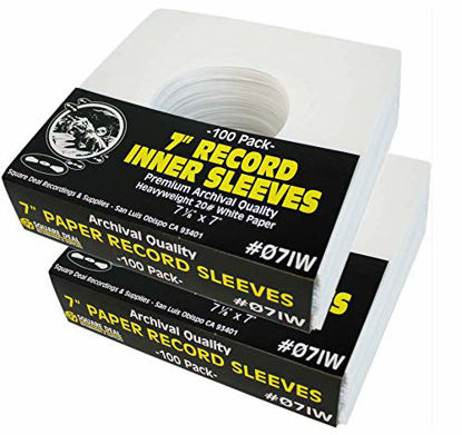 Picture of (200) Archival Quality Acid-Free Heavyweight Paper Inner Sleeves for 7" Vinyl Records #07IW