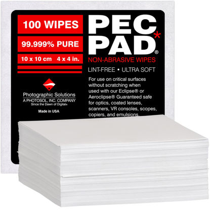 Picture of PEC-PAD Lint Free Wipes 4”x4” Non-Abrasive Ultra Soft Cloth for Cleaning Sensitive Surfaces Like Camera, Lens, Filters, Film, Scanners, Telescopes, Microscopes, Binoculars. (100 Sheets Per/Pkg)
